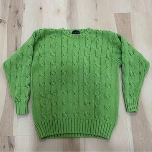 J. Crew Vintage Fisherman Cable Knit Green Sweater Women's Small Crew Neck